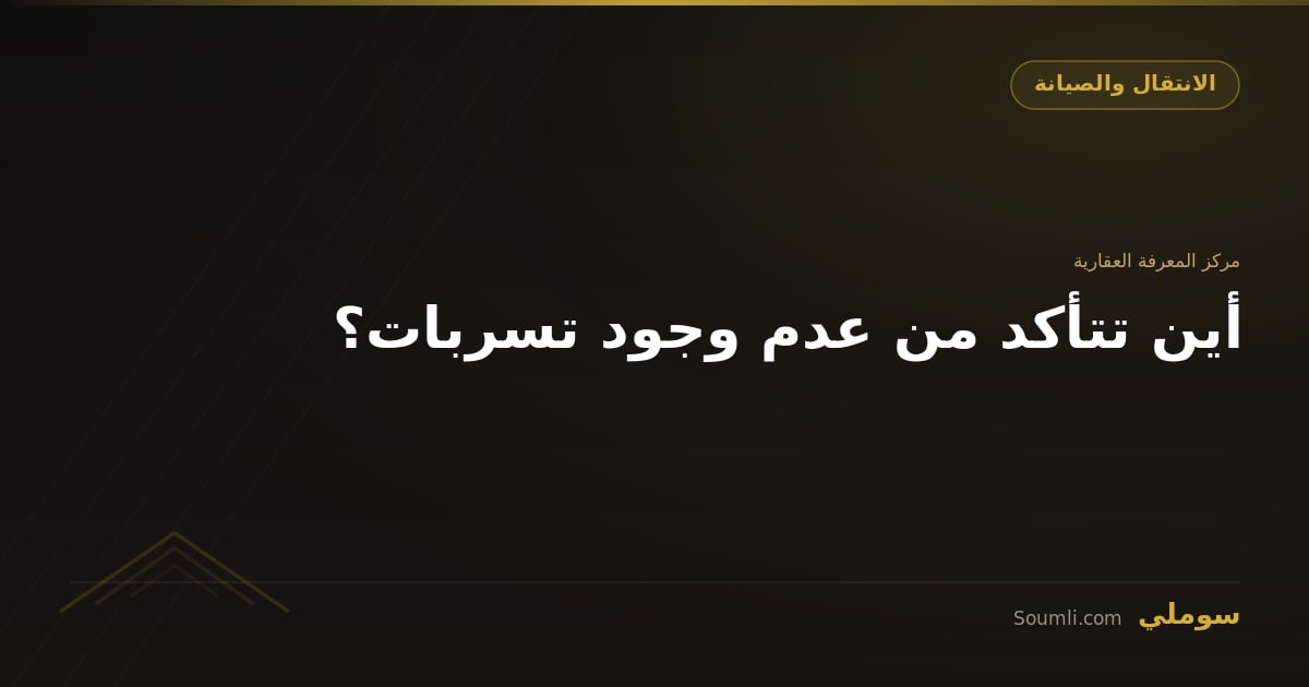 أين تتأكد من عدم وجود تسربات؟