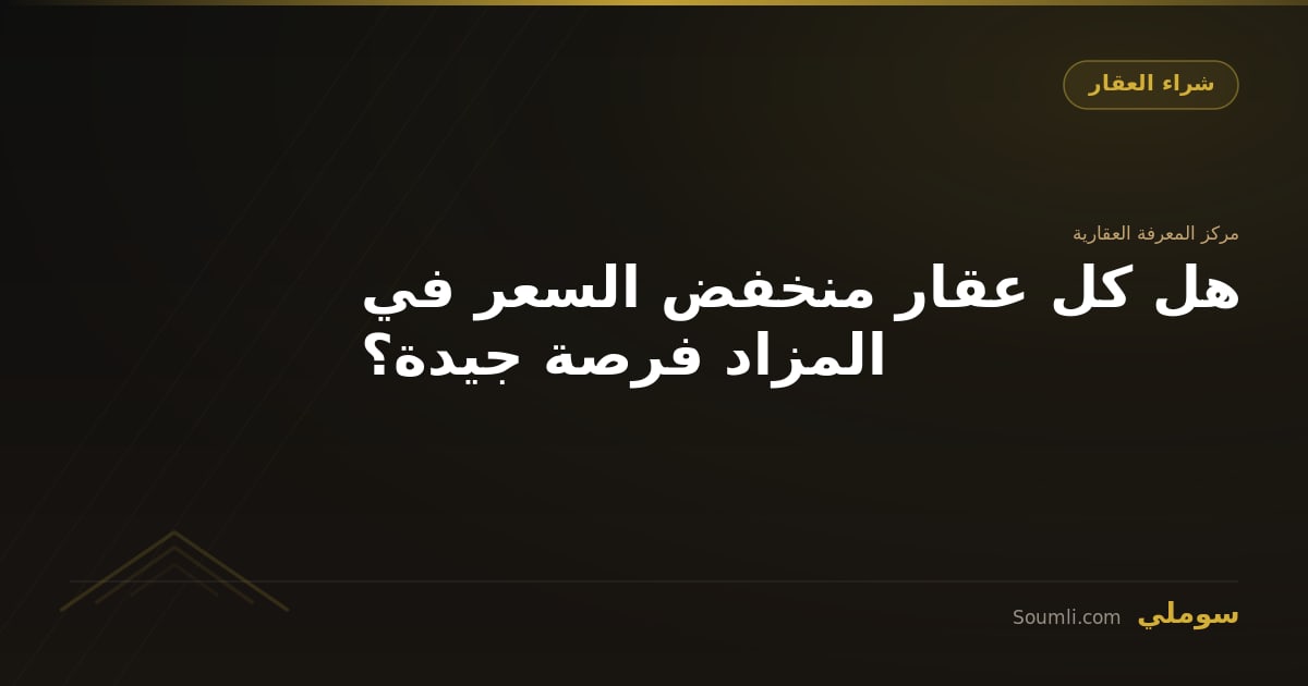 هل كل عقار منخفض السعر في المزاد فرصة جيدة؟