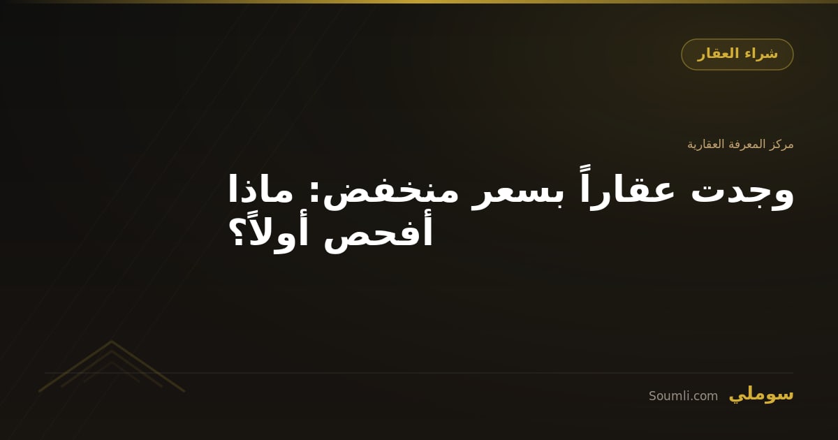وجدت عقاراً بسعر منخفض: ماذا أفحص أولاً؟