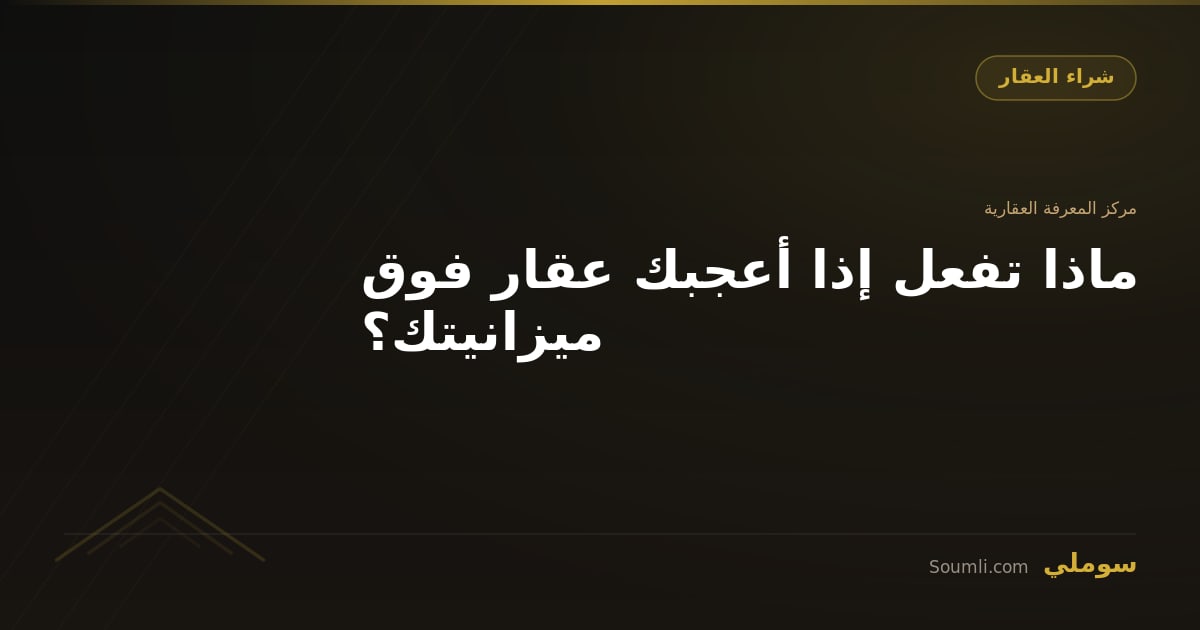 ماذا تفعل إذا أعجبك عقار فوق ميزانيتك؟