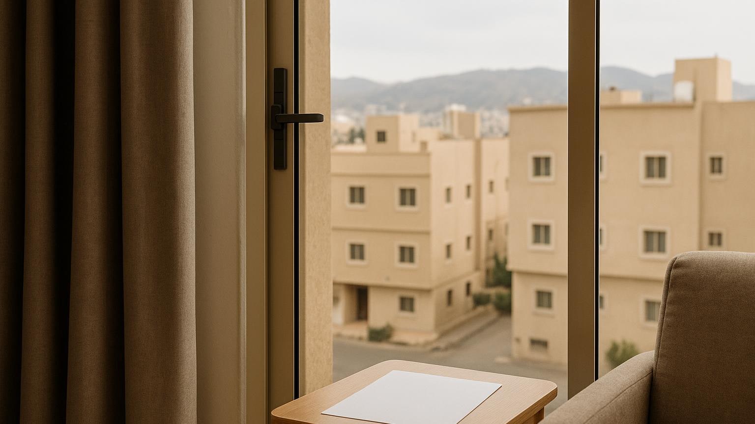 مشهد مكتبي توضيحي لمراجعة الخيارات العقارية دون بيانات مقروءة مرتبط بموضوع «الإجازة في أبها ليست سنة كاملة»