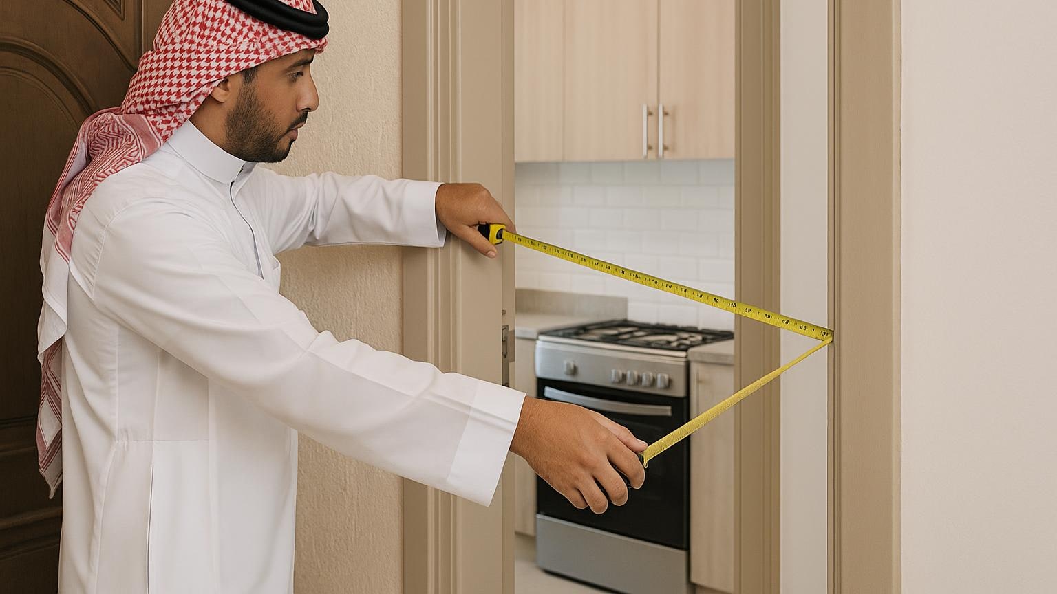 مشهد توضيحي لخطوة عملية في فحص المنزل والاستعداد للشراء مرتبط بموضوع «ثلاجة جديدة تدخل من أي باب؟»