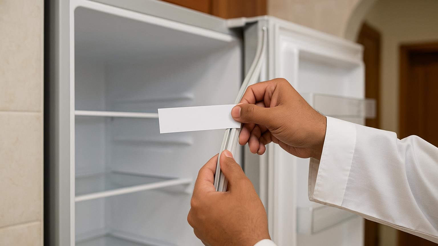 ضوء الثلاجة لا يكفي: افحص جلدة الباب باللمس والورقة