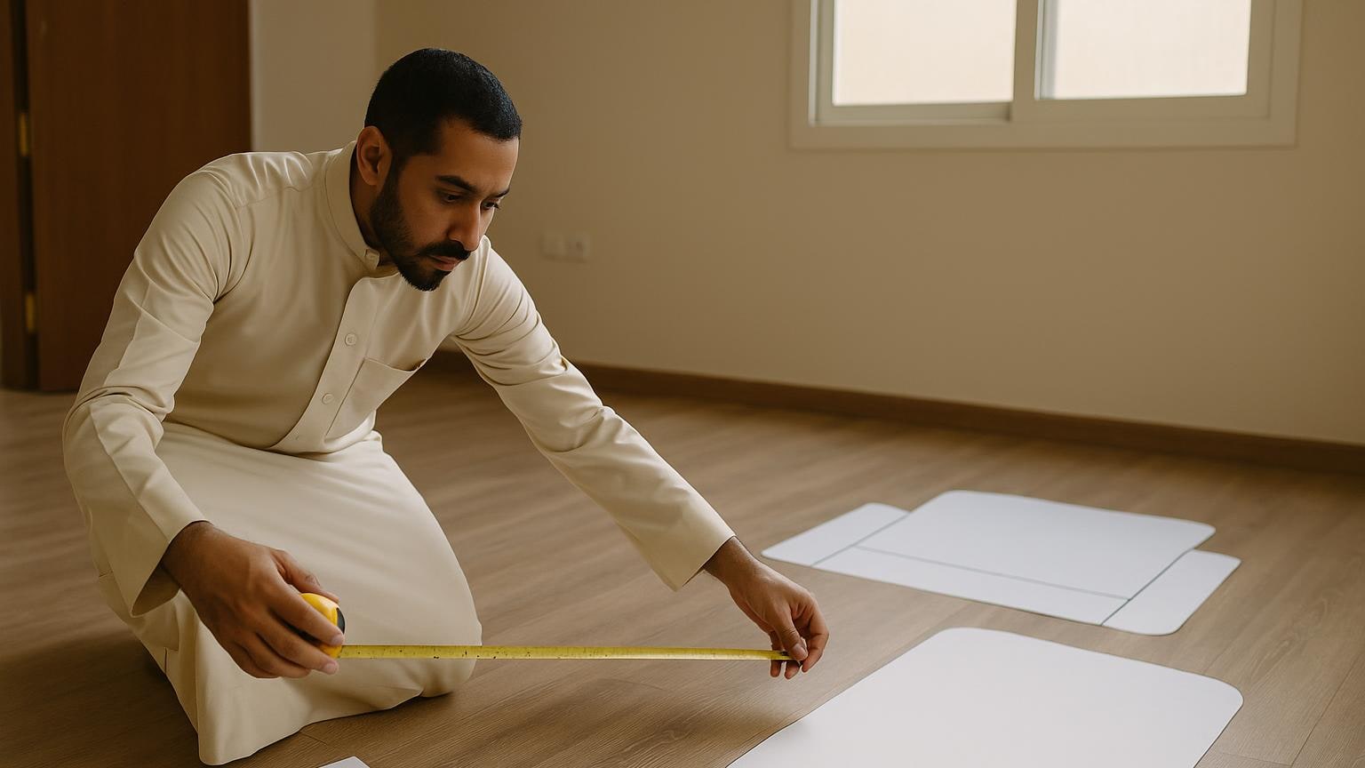مشهد توضيحي عملي للحياة في منزل مستأجر مرتبط بموضوع «ارسم أثاثك على المخطط قبل أن يغريك اتساع الصالة»