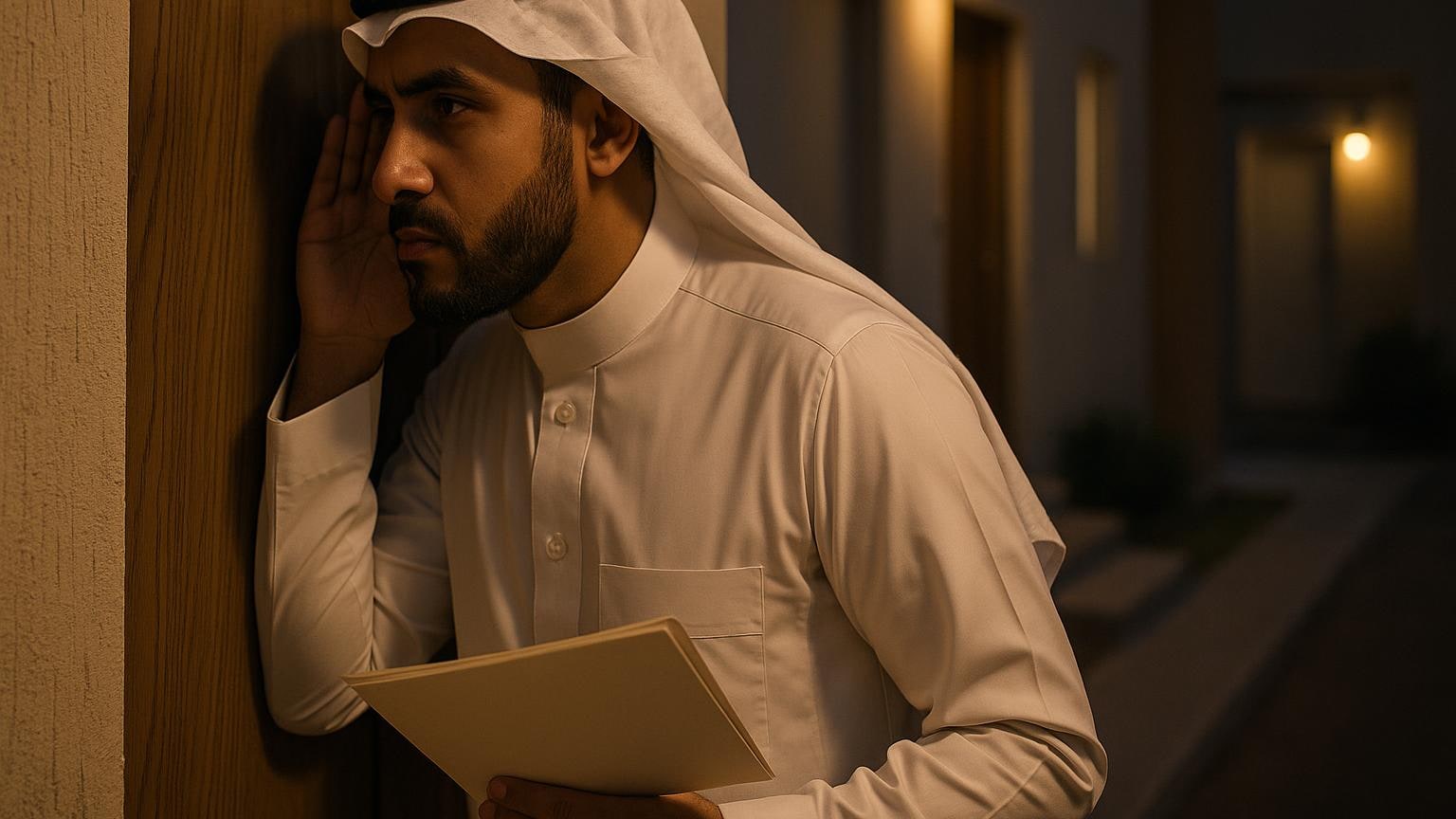 مشهد مكتبي توضيحي لمراجعة الخيارات العقارية دون بيانات مقروءة مرتبط بموضوع «المستثمر يزور وقت نوم المستأجر المحتمل»