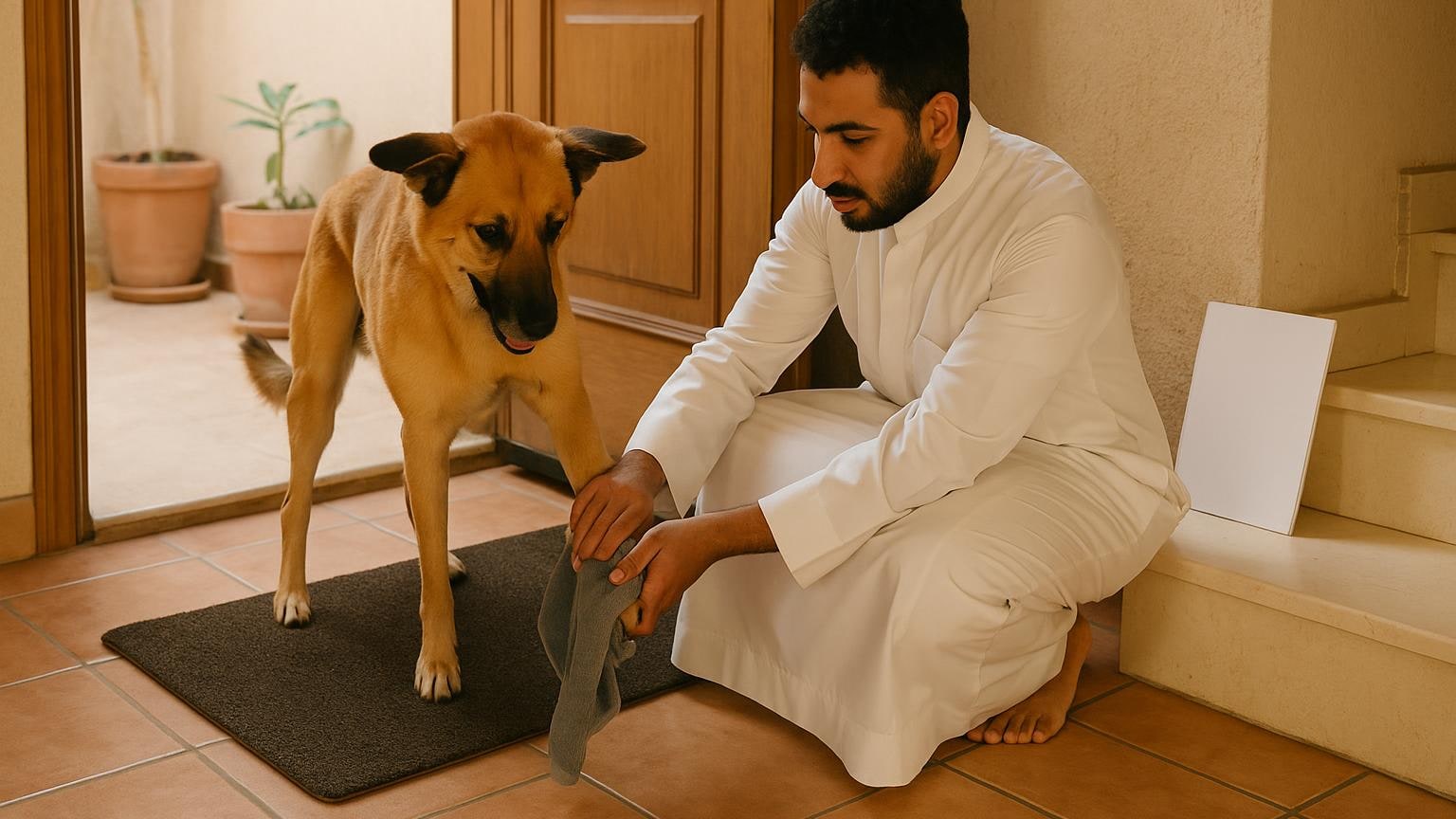 بعد تنظيف الحيوان: دورة المناشف الرطبة حتى تعود جافة