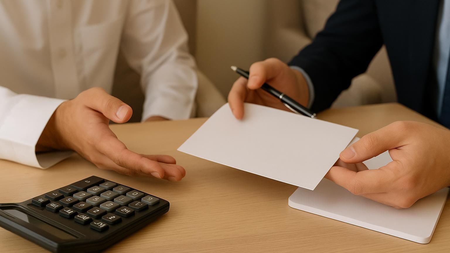 مشهد مكتبي عملي يوضح تنظيم المستندات والتخطيط المالي دون بيانات مقروءة مرتبط بموضوع «متى تتوقف الحاسبة ويبدأ سؤال المختص؟»
