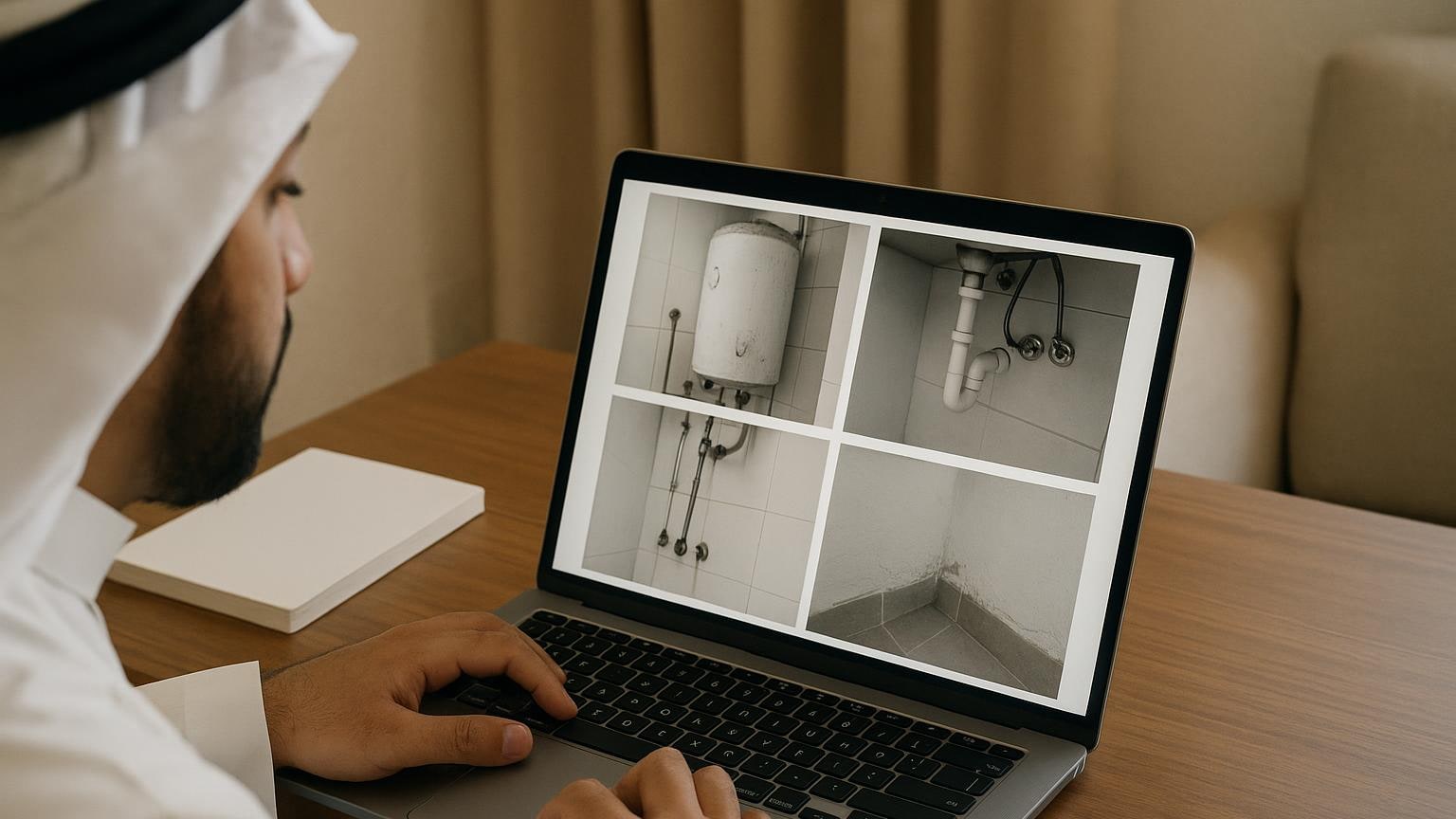مشهد مكتبي توضيحي لمراجعة الخيارات العقارية دون بيانات مقروءة مرتبط بموضوع «إدارة عقار بعيد تبدأ ببروتوكول صورة»