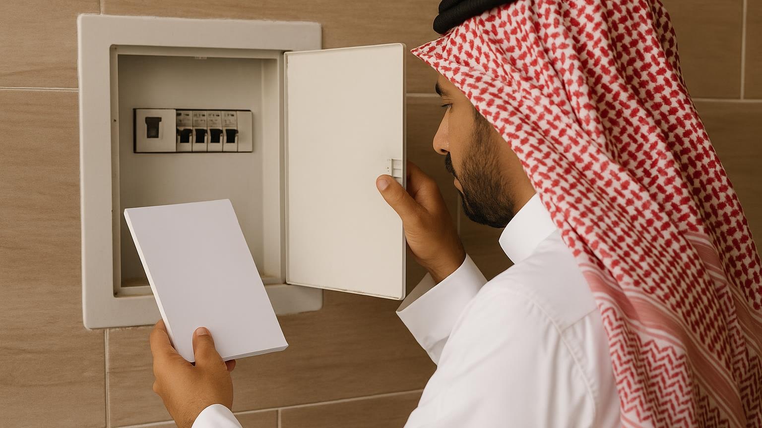 مشهد مكتبي توضيحي لمراجعة الخيارات العقارية دون بيانات مقروءة مرتبط بموضوع «كيف تفحص سهولة الوصول إلى نقاط الصيانة؟»