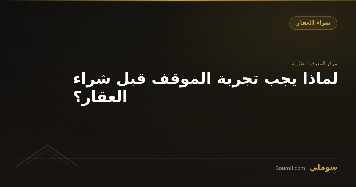 لماذا يجب تجربة الموقف قبل شراء العقار؟